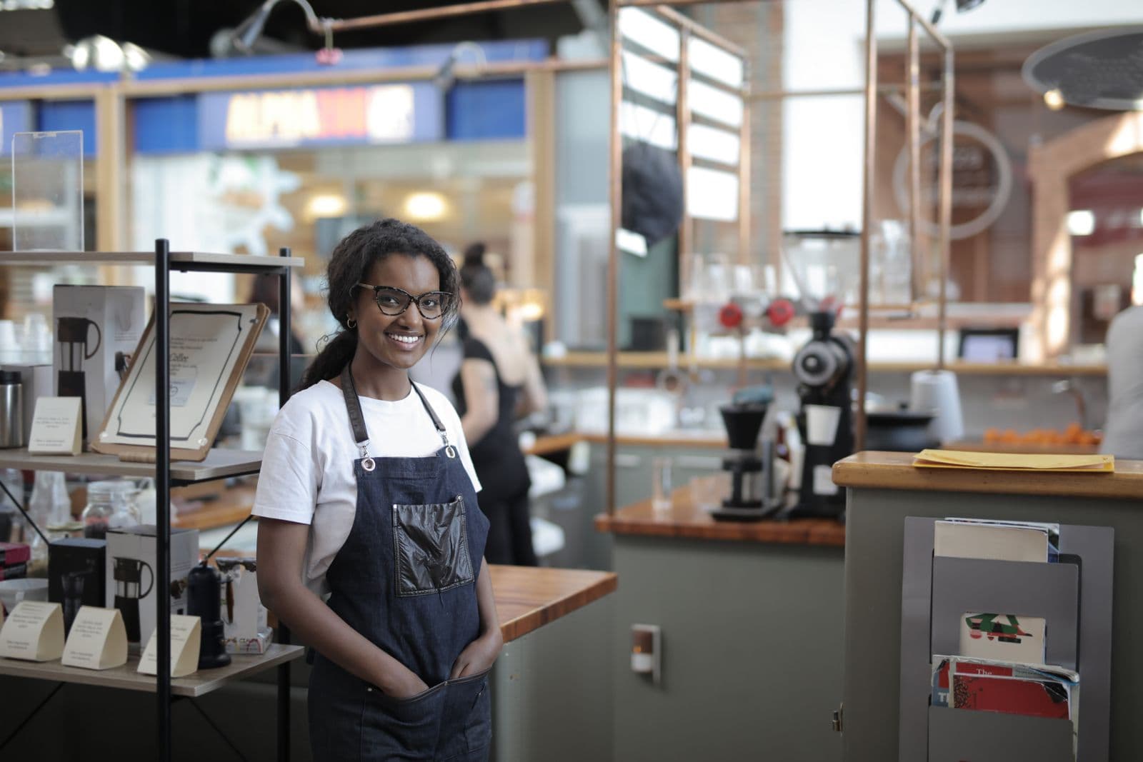 Small business owner working in her shop